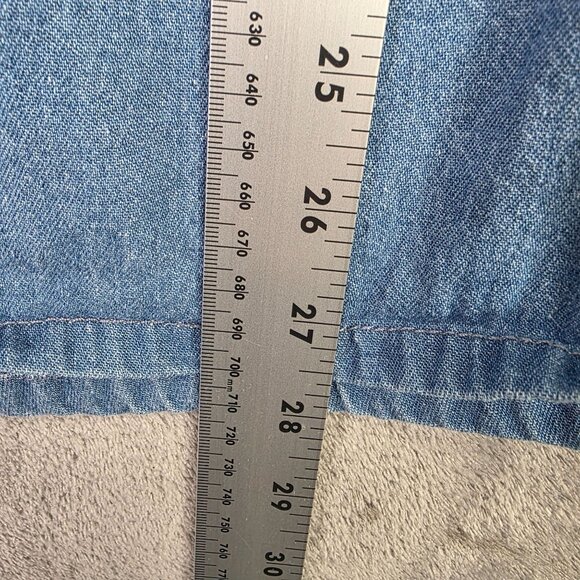 Womens Passion-I Floral Embroidered Blue Denim Shirt Short Sleeve Button Up 1X - Picture 7 of 8